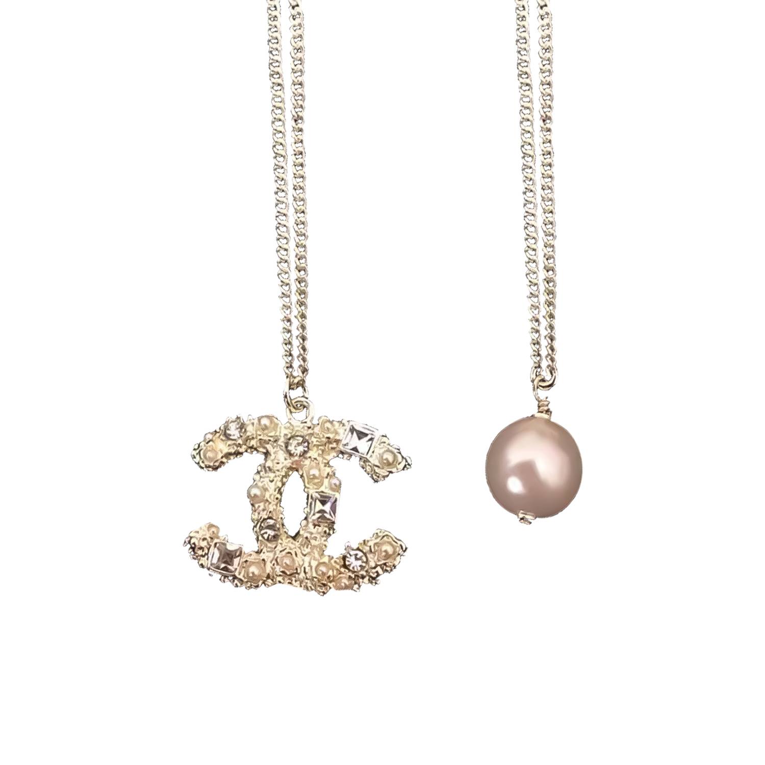 Ch*el classic double c diamond necklace